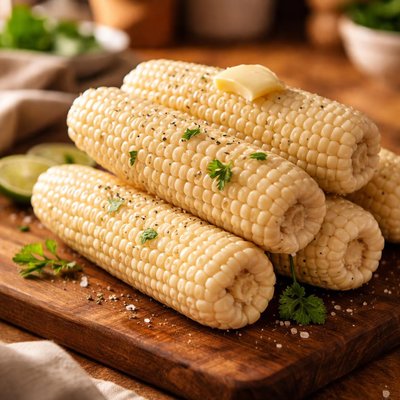 Boiled white corn