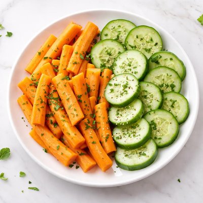 Boiledcarrots and cucumber