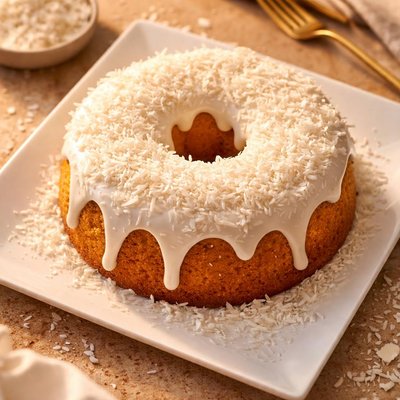 Bolo branco com cobertura