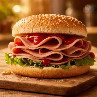 Bologna sandwich with ketchup