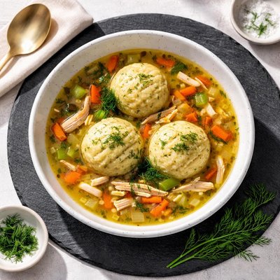 Bone broth matzoh ball soup
