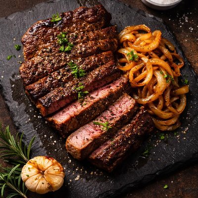 Boneless chuck steak with onions