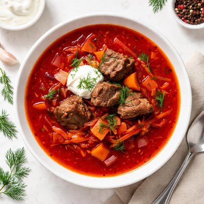Borsh with meat