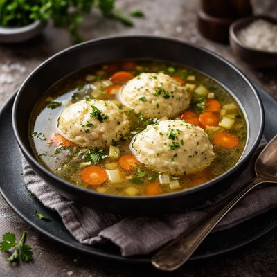 Bouillon with cheese dumplings
