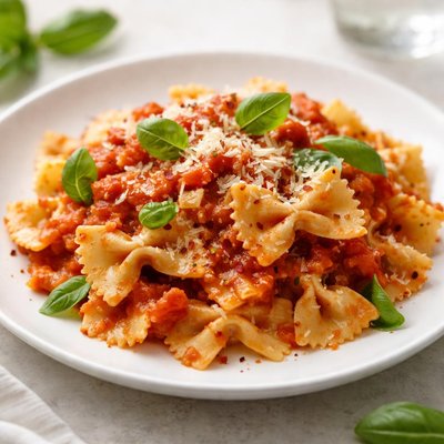 Bow tie pasta with tomato sauce