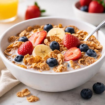Bowl of cereal with milk