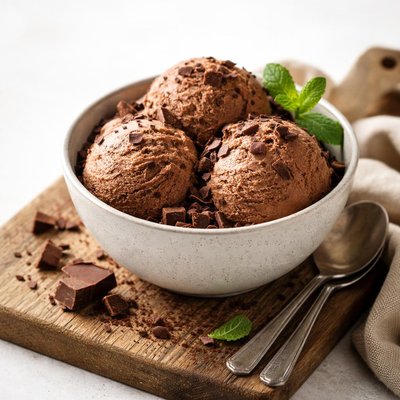 Bowl of chocolate ice cream