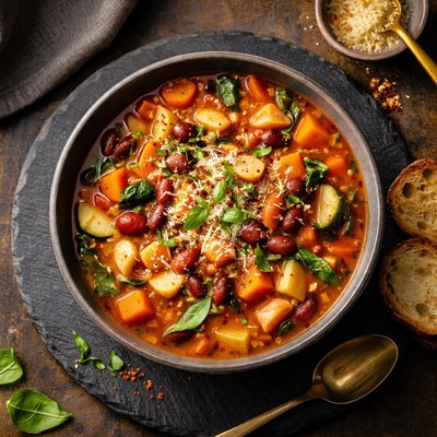 Bowl of minestrone soup