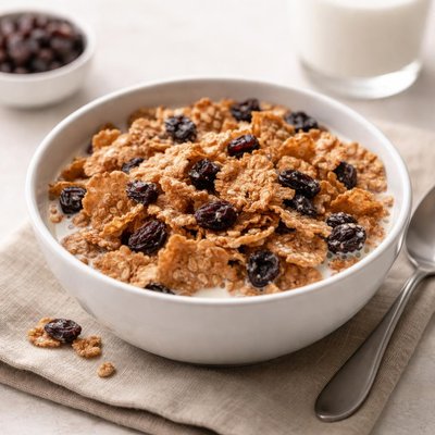 Bowl of raisin bran cereal