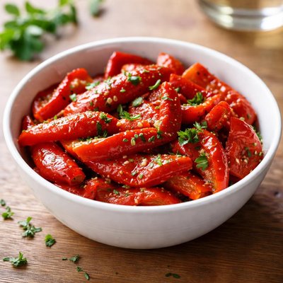 Bowl of roasted red peppers