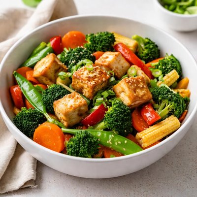 Bowl of vegetable tofu
