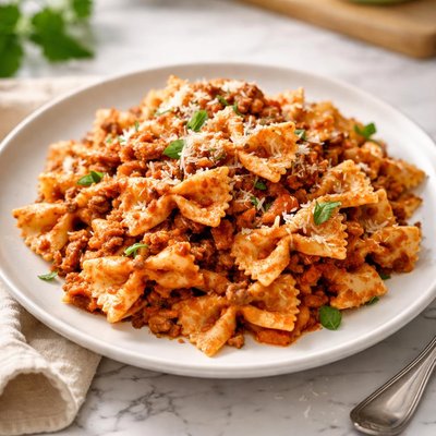 Bowtie pasta with sauce