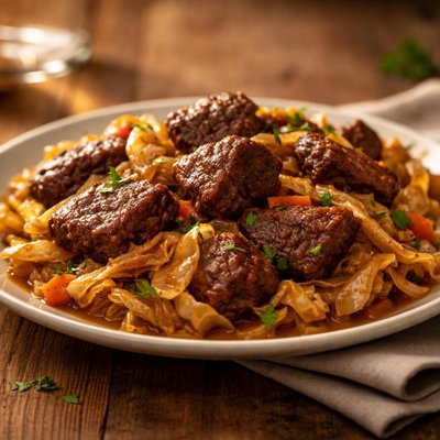 Braised beef with cabbage