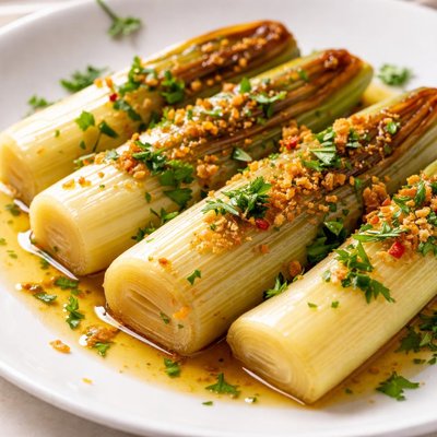 Braised leeks