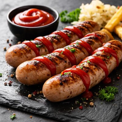 Bratwurst with ketchup
