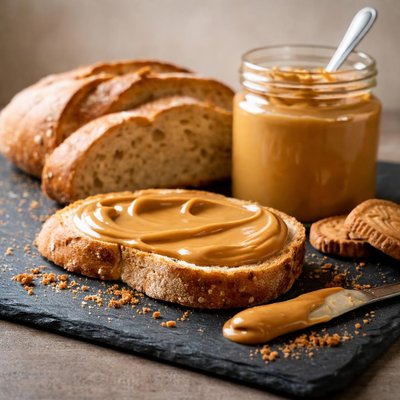 Bread and biscoff spread