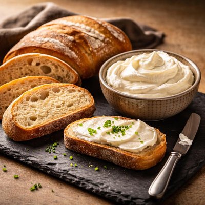 Bread and cream cheese