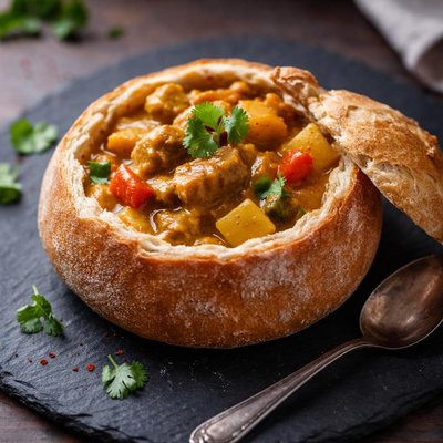 Bread bowl with curry