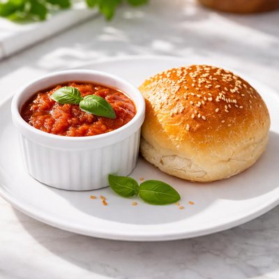 Bread roll plus tomato sauce