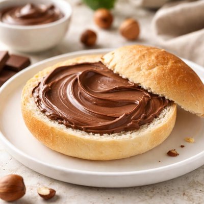 Bread roll with chocolate spread