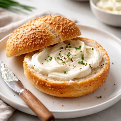 Bread roll with cream cheese