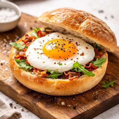 Bread roll with egg