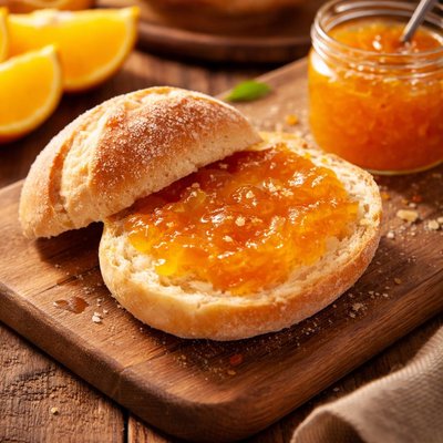 Bread roll with orange marmalade