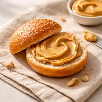 Bread roll with peanut butter