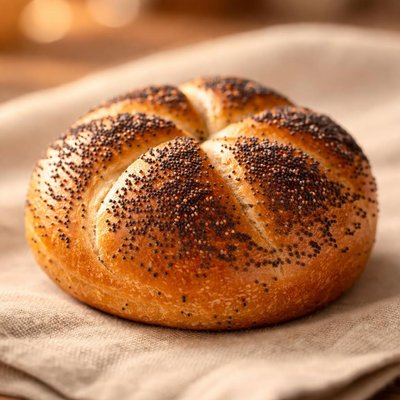 Bread roll with poppy seeds