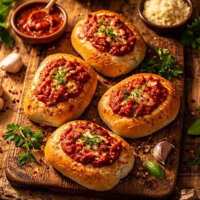 Bread roll with tomato sauce