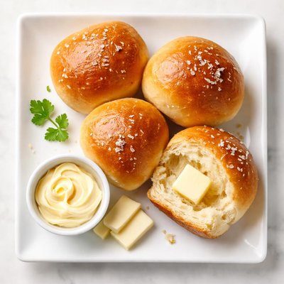 Bread rolls with butter