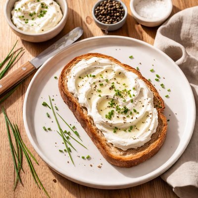 Bread slice with cream cheese