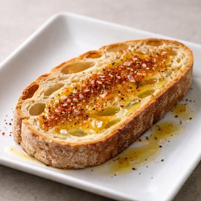 Bread slice with olive oil and paprika