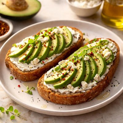 Bread with avocado and cheese