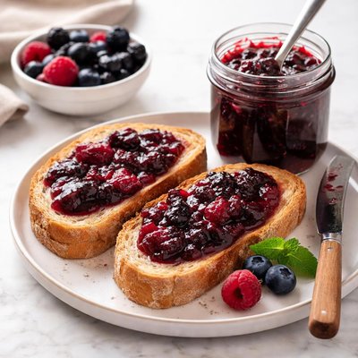 Bread with berry spread