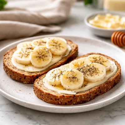 Bread with butter and banana slices