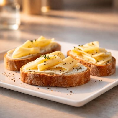 Bread with butter and cheese