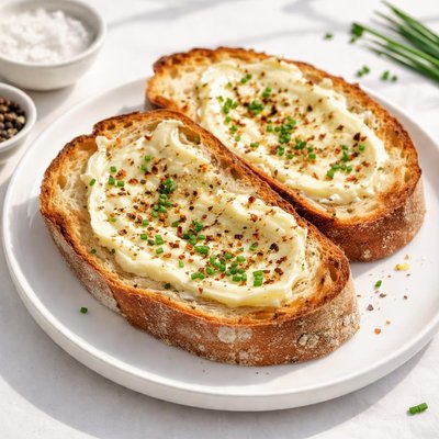 Bread with butter and seasoning