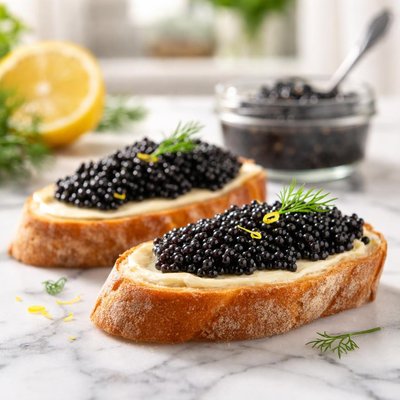 Bread with caviar