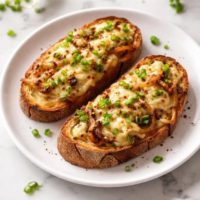Bread with cheese and onions
