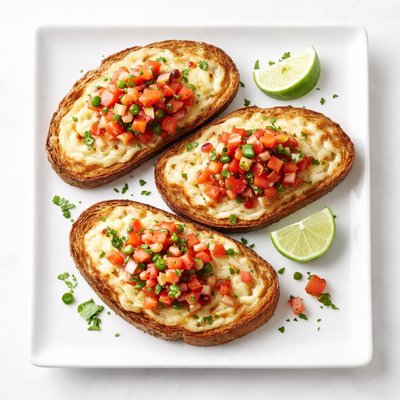 Bread with cheese and salsa