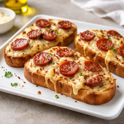 Bread with cheese and sausage
