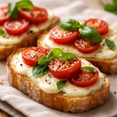 Bread with cheese and tomato