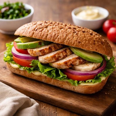 Bread with chicken breast