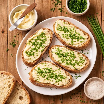 Bread with chives and butter