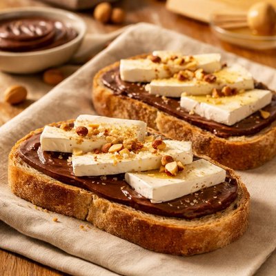 Bread with chocolate spread and cheese