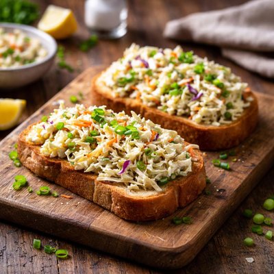 Bread with coleslaw