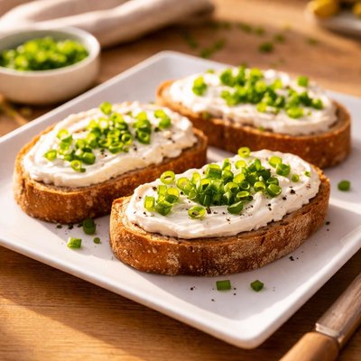 Bread with cream cheese and green onions