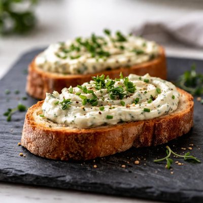 Bread with cream cheese and herbs