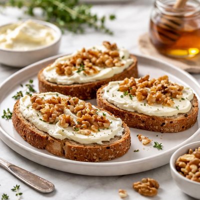 Bread with cream cheese and walnuts
